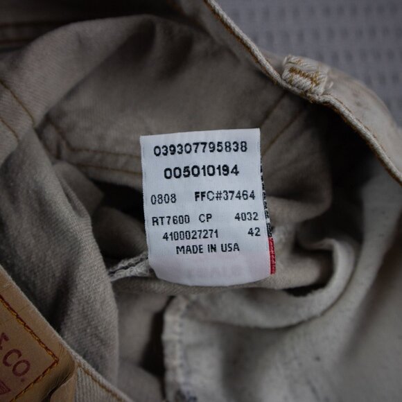 Levi's 501 Off White Beige Denim Vintage Y2K Denim 38x30 - Picture 9 of 9